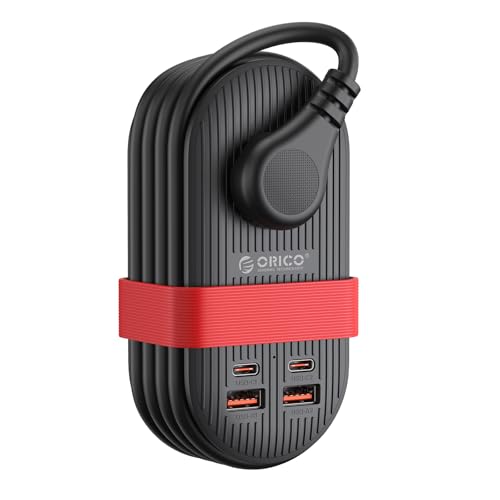 ORICO 22.5W Travel Power Strip, 7 in 1 Charging Station with 3AC, 2 USB-A, 2 USB-C, 4ft Extension Cord, Flat Plug Fashion Essential for Cruise Ship/Travel/Home/Office/Dorm -TK22 - color: Black, size: USB MAX 22.5W