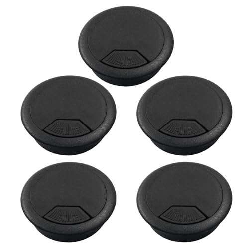 Bivethoi 5pcs 2 inch Desk Wire Cord Cable Grommets Hole Cover for Office PC Desk Cable Cord Organizer Plastic Cover Black(U Shape) - size: 2 inch(U shape)