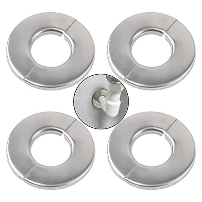 4Pcs 304 Stainless Steel Wall Split Flange Round Escutcheon Plate Cover for Various Pipes (42mm/1.65in) - size: 42mm/1.65in