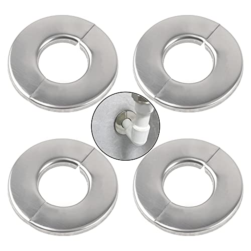 4Pcs 304 Stainless Steel Wall Split Flange Round Escutcheon Plate Cover for Various Pipes (42mm/1.65in) - size: 42mm/1.65in