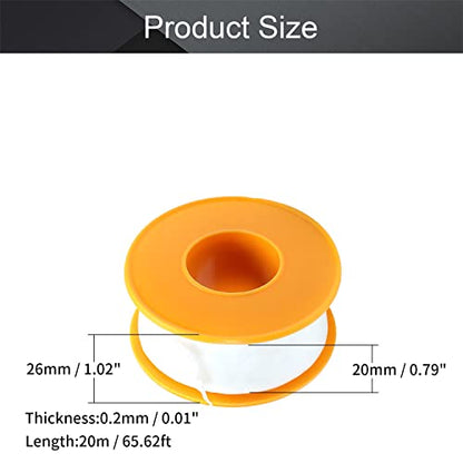 Othmro 6Pcs PTFE Industrial Sealant Tape 0.78inch Width, 7.87mil Thick, 787inch Length Plumbing Tape Pipe Tape PTFE Pipe Sealant Tape Industrial Thread Sealants Teflon Tape for Plumbers White Orange
