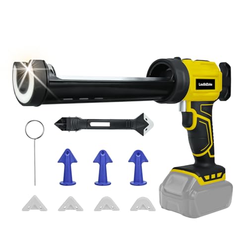 Cordless Caulking Gun Compatible for DeWalt 20V Max Battery, 10 Oz/300ml Electric Silicone Gun,with LED Light,4 Adjustable Speed for Filling, Sealing, Repair（No Battery） - color: For Dewalt