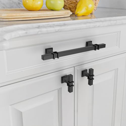 Amerdeco 10 Pack Matte Black Cabinet Pulls 6.3 Inch(160mm) Hole Center Drawer Pulls Cabinet Hardware Kitchen Cabinet Handles for Bathroom ZH0067 - color: Matte Black, size: 6.3"/160MM Hole Center
