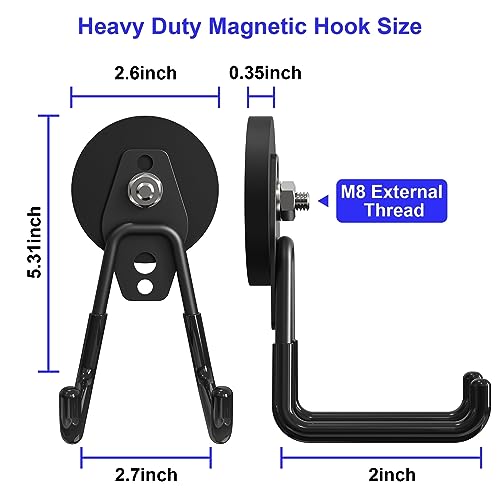 Heavy Duty Storage Magnetic Utility Hooks Large Garage Magnet Hooks with Anti-Slip Coating for Metal Cabinet,Pegboard,Garage Shelve,Garden Tools (3PCS 2.59'' Black) - color: Black