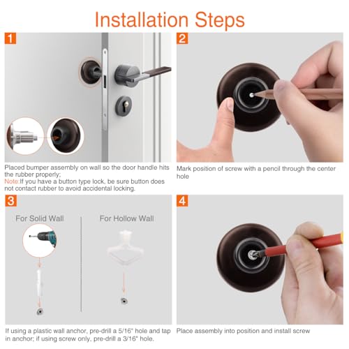 5 Pack Concave Wall Door Bumper Stop Oil Rubbed Bronze – 2-1/2” Outside Diameter Stainless Steel Cover with Bigger 1-1/4” Oil Rubbed Bronze Rubber Bumper – Easy to Install with Screw - color: Concave-Oil Rubbed Bronze, size: 5 Pack