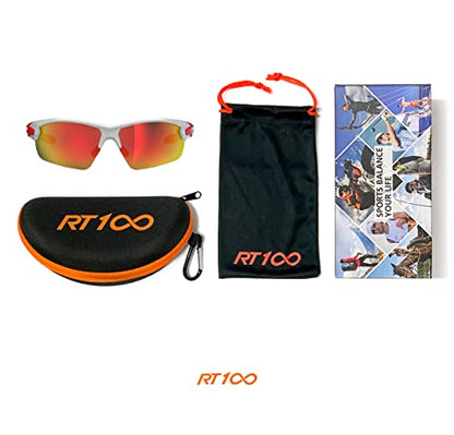 RIDE YOUR WAY Professional wrap around Frameless Cycling Sunglasses for Men and Women - color: Q5c White/Red