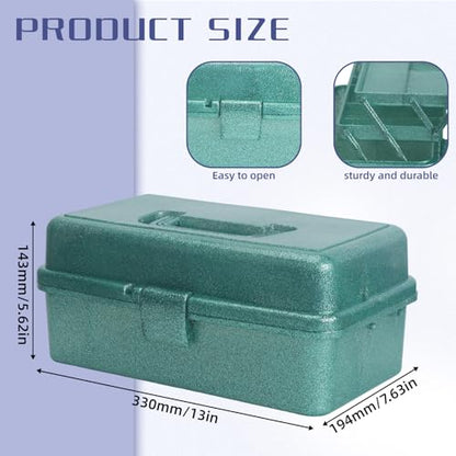 3-Tier Stackable Storage Organizer Box | Portable Multi-Use Tackle Box for Art Supplies, Makeup & Sewing Kits | Durable Design w/Adjustable Compartments (Green) - size: Large Green
