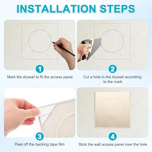 M METERXITY 1-Pack Access Panel for Drywall, 4x4 Inch Plastic Self Adhesive Wall Hole Cover Access Doors for Wiring Cable/Ceiling, Removable Plumbing Wall Panel [Gold Tone, Round] - color: Gold Tone