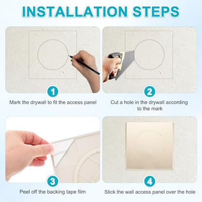 M METERXITY 1-Pack Access Panel for Drywall, 4x4 Inch Plastic Self Adhesive Wall Hole Cover Access Doors for Wiring Cable/Ceiling, Removable Plumbing Wall Panel [Gold Tone, Round] - color: Gold Tone