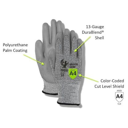 MAGID Griffin Gear GPD452 Work Gloves, ANSI A4 Cut Resistant, Polyurethane Grip, DuraBlend Shell, 13-Gauge Precision, Level 5 Abrasion & Level 4 Puncture, Size 6/XS, 1 Pair - color: Polyurethane Coating, size: 6/XS, style: 1 Pair