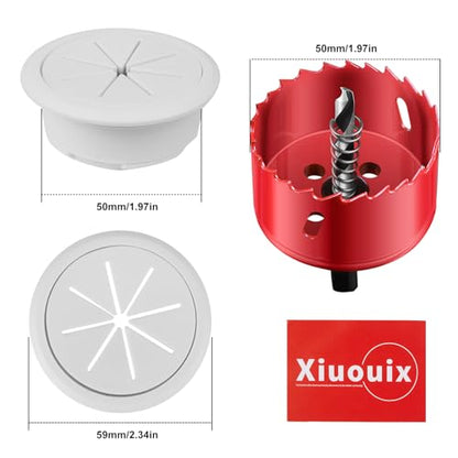 TV Cable Hider for Wall-Mounted TVs, Kit Includes 4 Through Holes and 1 Hole Saw Drill Attachment, Easy Install (White)