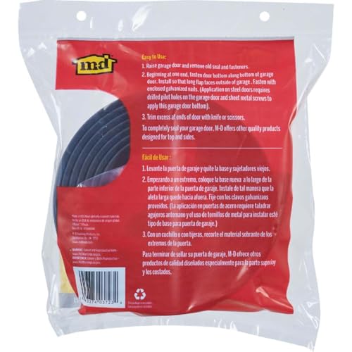 M-D Building Products 03723 9 ft. Black Rubber Garage Door Bottom Seal - size: 9 Ft.