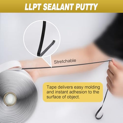 LLPT Butyl Tape Black 1/2 Inch x 33Ft 2 Pack Tight Seal for Leak Proof EPDM RV Repair Window Glass Boat Sealing Roof Pipe Patching(BST052) - size: 1/2" Black