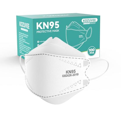 KN95 Face Masks Black for Adults, Individually Wrapped, Breathable Disposable KN95 Mask with Elastic Ear Loop - color: White 100 Pack