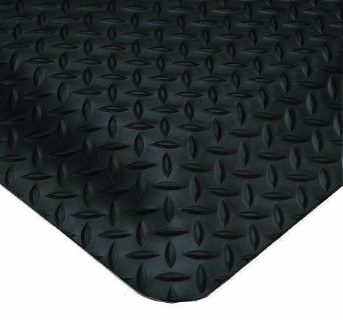Wearwell Diamond-Plate Select UltraSoft Mat - Black. Anti-Fatigue Workstation Mat. 2' W x 3' L x 15/16" Thickness. PVC Vinyl Surface with PVC Sponge. For Dry Industrial Use (495.1516x2x3BK) - size: 2' W x 3' L x 15/16"