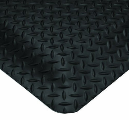 Wearwell Diamond-Plate Select UltraSoft Mat - Black. Anti-Fatigue Workstation Mat. 2' W x 3' L x 15/16" Thickness. PVC Vinyl Surface with PVC Sponge. For Dry Industrial Use (495.1516x2x3BK) - size: 2' W x 3' L x 15/16"