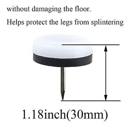 15pcs Nail on Furniture Glides 1.1 Inch (28mm) Diameter Double Thick Nylon White Chair Leg Floor Protectors Furniture Sliders Pads Table Foot Gliders for Hardwood Carpet and Tile Floors - size: 1.1 Inch (28mm)-White-15P