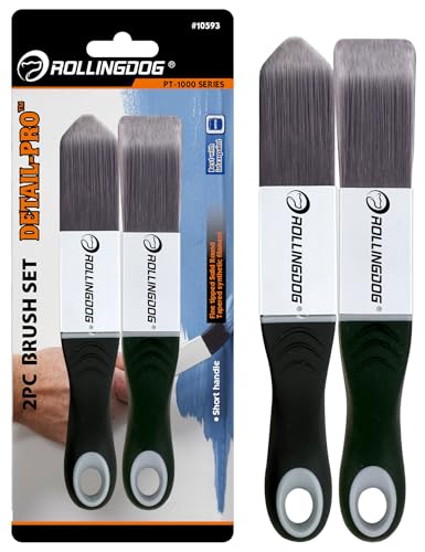 ROLLINGDOG Paint Brush for Trim - Edging Paint Brush 2PC,Triangular Brush and Square Trim Brush,Cut in,Edger,Corner,Sash Painting - color: 2pc Detail Brush Set