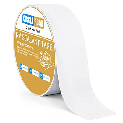 CircleRoad RV Roof Tape White, 2 Inch X 50 Feet RV Repair Sealant Tape, Stop Camper Roof Leaks, UV-Resistant, Weatherproof and Reliable for Camper, Trailer, Boat (2In-50FT) - style: 2In-50FT