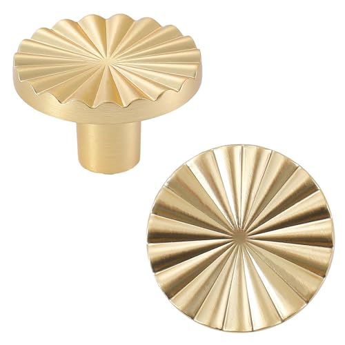 6 Pack Gold Kitchen Cabinet knobs and Pulls - Brushed Gold Zinc Cupboard Drawer Handles for Dresser Drawers - color: Brushed Gold, size: 37 mm, style: 6 Pack Knobs