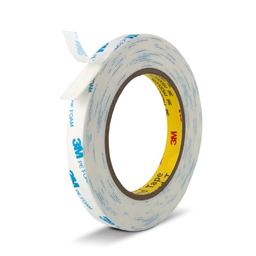 Double Sided Tape Strong White Foam Tape 1/2" x 18Ft Made of 3M Heavy Duty Mounting Tape Waterproof PE Foam Adhesive Strips for Posters Alarm Sensors Window Shades and Other Home Office Deco - color: White, size: 1/2" X 18ft