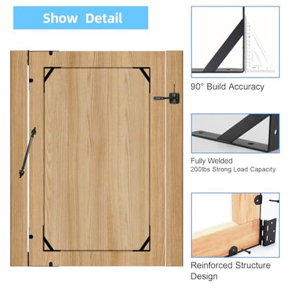 Fence Gate Kit Gate Hardware, 2 Set Anti Sag Gate Kit Gate Frame Cornor Brackets Kit with Self Closing Gate Springs Hings Latchs for Outdoor Garden Backyard Wooden Fence Deck Porch Gate - style: 2 Set