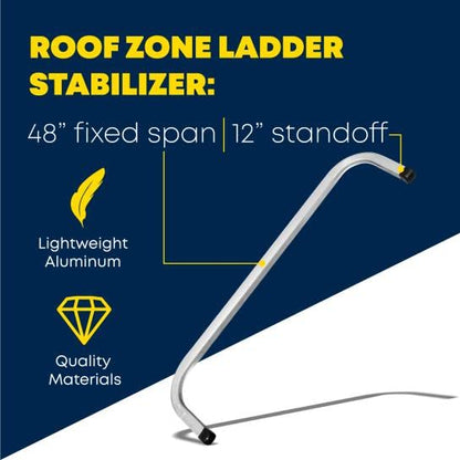 Tie Down Roof Zone Height Adjustable Ladder Stabilizer w/Surface Protection | Quick Connect Assembly | 48" Fixed Length Span | Great for Residential/Commercial/Industrial | Made in USA