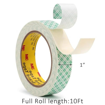 3M Double Sided Foam Tape 1" x 10Ft 1 Pack White Double Coated Urethane Adhesion Polyurethane Tape Color White for Bonding Attaching Mounting - size: 1" x 10Ft