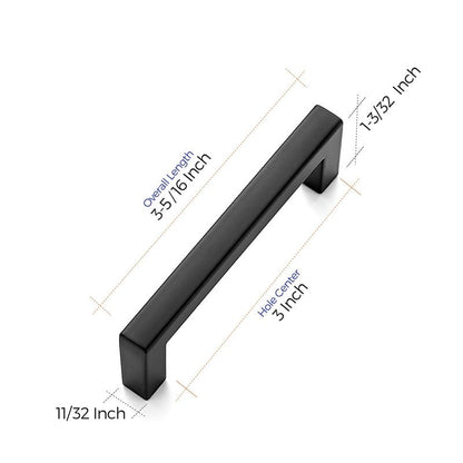 Ravinte 3 Pack Solid 3 Inch Center to Center Slim Square Bar Drawer Handles - Kitchen Cabinet Hardware in Matte Black - Drawer Pulls and Cabinet Handles - size: Flat Black 3'' Hole Center