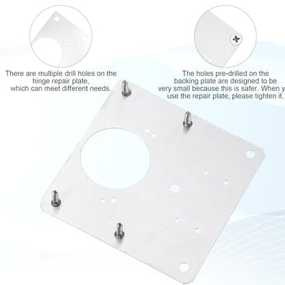 8 PCS Stainless Steel Sliver Cabinet Hinge Repair Plate Kit, Door Hinge Repair Plates Hinges Repairs Fixing Plates Metal Door Hinges Repairs with Mounting Screws Bracket Replacement Kit for Furniture