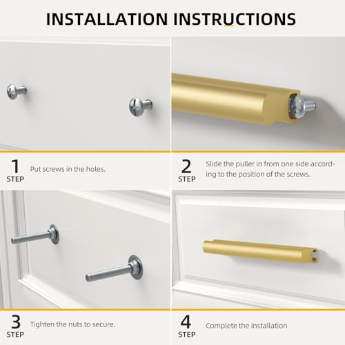 Goldenwarm 6 Pack 1" to 4"(25-102 mm) Hole Distance Gold Adjustable Drawer Pulls Gold Cabinet Handles for Kitchen Hardware - color: Matte Gold, size: 1 in to 4 in (25-102 mm)