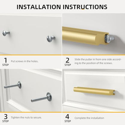 Goldenwarm 6 Pack 1" to 4"(25-102 mm) Hole Distance Gold Adjustable Drawer Pulls Gold Cabinet Handles for Kitchen Hardware - color: Matte Gold, size: 1 in to 4 in (25-102 mm)