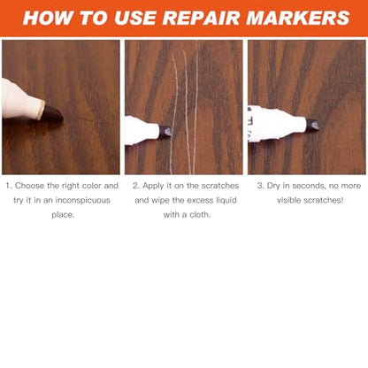 Furniture Markers Touch Up,17 Pcs Wood Markers Furniture Repair Kit, Touch Up Paint and Wood Filler Putty Stick with Sharpener Kit,for Floor Scratch Repair, Stain Pen Remover Hardwood Cabinet - size: 0.43 Ounce (Pack of 17)
