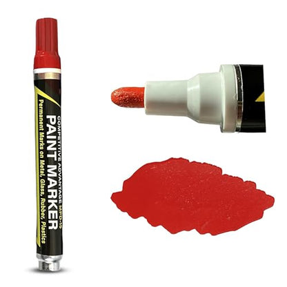 Enamel Paint Markers MPD-15 | RED - 1 Pack | Permanent Marks on Metal, Glass, Rubber, Plastic & more, Waterproof UV Resistant - color: Red