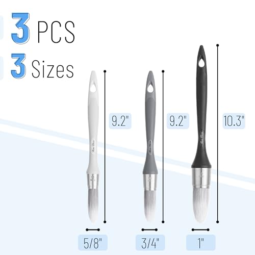 Bates- Trim Paint Brush, 3 pcs, 5/8”, 3/4” and 1”, Ergonomic Handle, Grey Theme, Trim Brushes for Painting - color: Grey Theme