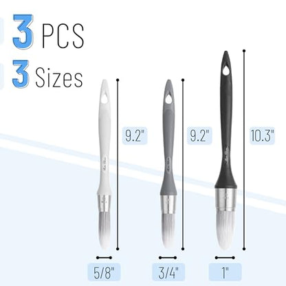 Bates- Trim Paint Brush, 3 pcs, 5/8”, 3/4” and 1”, Ergonomic Handle, Grey Theme, Trim Brushes for Painting - color: Grey Theme
