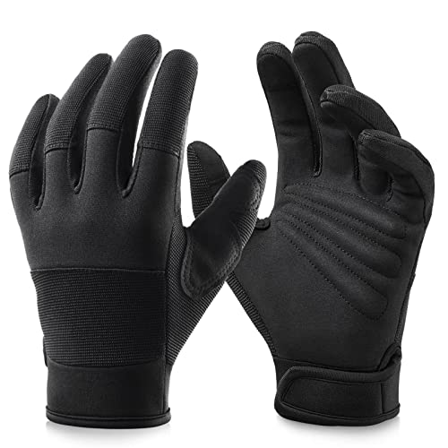 OZERO Work Gloves for Men Women: Mechanic Glove Touchscreen Firm Grip Dexterity Light Duty Gloves for Gardening Construction - size: Large, style: Pack of 1