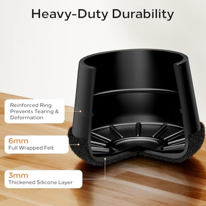 24 PCS Silicone Chair Leg Floor Protectors Extra Small(0.6"-0.8") Rubber Felt Furniture Pads Chair Legs Caps/Covers for Hardwood Floors, Tile from Scratches & Reduce Noise - Round, Black - size: Extra Small(0.6"-0.8")