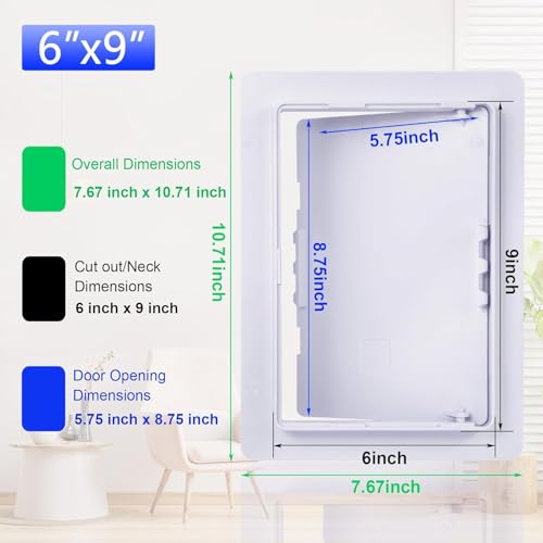 Suteck Plumbing Access Panel for Drywall Ceiling 6 x 9 Inch Reinforced Plastic Wall Access Doors Removable Hinged Panel - size: 6X9 Inch