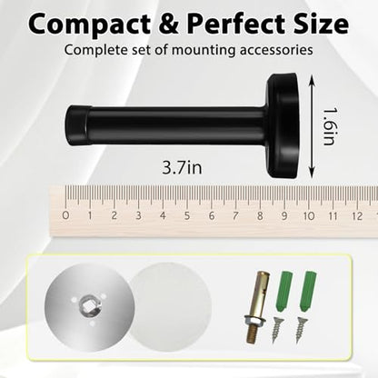 2 Pack Matte Black Door Stoppers, Heavy Duty 304 Stainless Steel No Drill Wall Protector with Adhesive & Screws, Sound Dampening for Home Office Garage