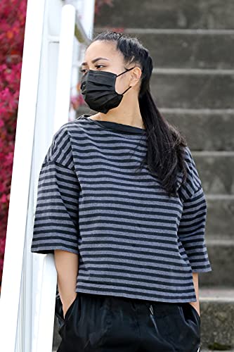 Cranberry USA Carbon Black Face Masks, Disposable, 4-ply, Elastic Earloops, Medical & Dental, Level 3 (Pack of 50)
