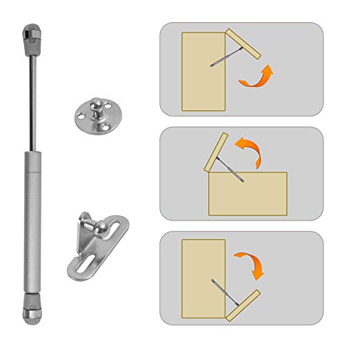 KEILEOHO 6 PCS Hydraulic Support Cabinet Hinge, 100N Soft Close Gas Strut Lift Support Cabinet Hinges with Mounting Hardware for Kitchen, Cupboard