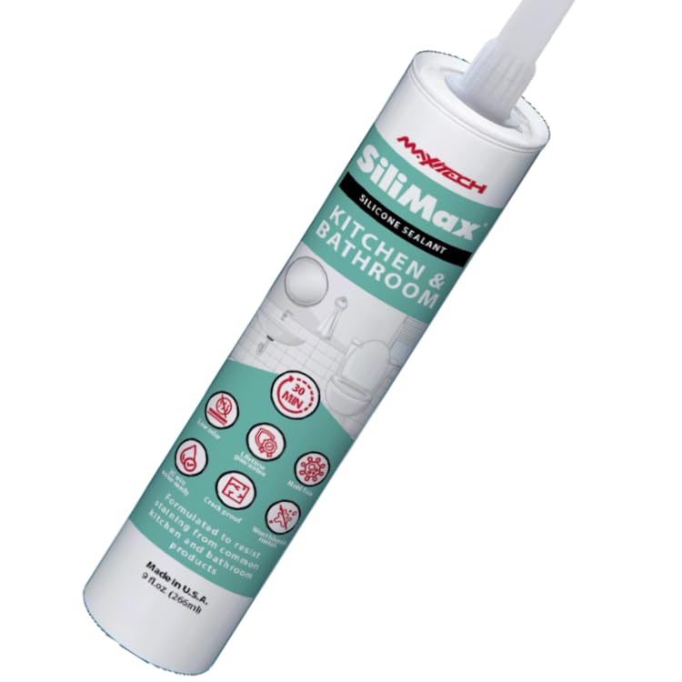Kitchen & Bathroom Silicone Caulk– Clear Silicone Sealant Waterproof for Sinks, Tubs, Shower Seal & Toilet Seal – Crack-Proof, Quick-Dry Formula Silicone Caulking, 9.5 oz (1 Pack, 1, Count) - style: 1 Pack