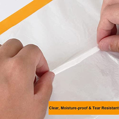 Pre-Taped Masking Film 13ft x 130ft Painters Plastic Sheeting Roll, Clear Plastic Sheeting Cover Plastics Drop Cloths for Painting, Automotive Appliance (2 Rolls, 65ft Per Roll)