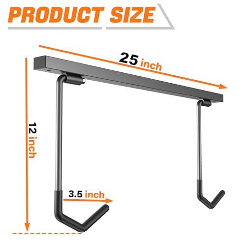 TORACK Overhead Bike Rack for Garage, Ceiling-Mounted Bicycle Storage Hooks for 2 Bikes (Horizontal) or 4 Bikes (Vertical), Adjustable Bicycle Hooks for Mountain, Road Bike - style: for 2 bikes