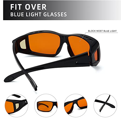 Eyekepper 100% Blue Light Reduction,Fitover Anti-Blue Blocking Computer Glasses Amber Lenses Black - color: 1805-black-100% Blue Light Blocking