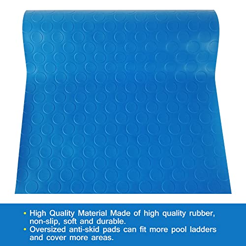 Large Swimming Pool Ladder Mat, 15"x39" Protective Non-Slip Pool Step Pad for Above Ground Swimming Pools Liner and Stairs (Blue, Round Texture)