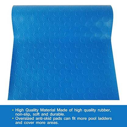 Large Swimming Pool Ladder Mat, 15"x39" Protective Non-Slip Pool Step Pad for Above Ground Swimming Pools Liner and Stairs (Blue, Round Texture)