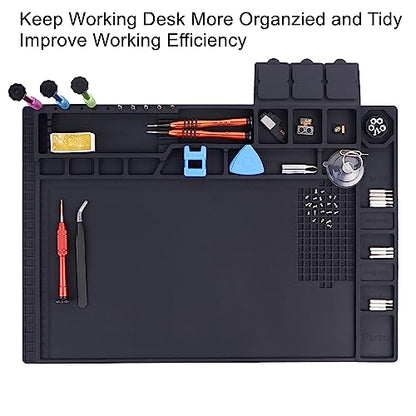 Premium Heat Resistant 932°F Magnetic Silicone Soldering Mat Electronics Work Mat for Computer Cell Phone Laptop Repair, BGA Soldering Gun Iron Workbench Protection