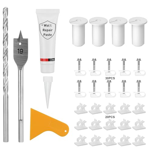 Starlink Cable Routing Kit for 3/4inch Wall Hole 4 PCS White Cable Grommet for Starlink Wall Pass Through Kit with 3/4” Spade Drill Bit, 5/16" Cobalt Drill Bit, Wall Wires Cilp and Cabling Tools - color: White, size: 3/4 Inch Kit